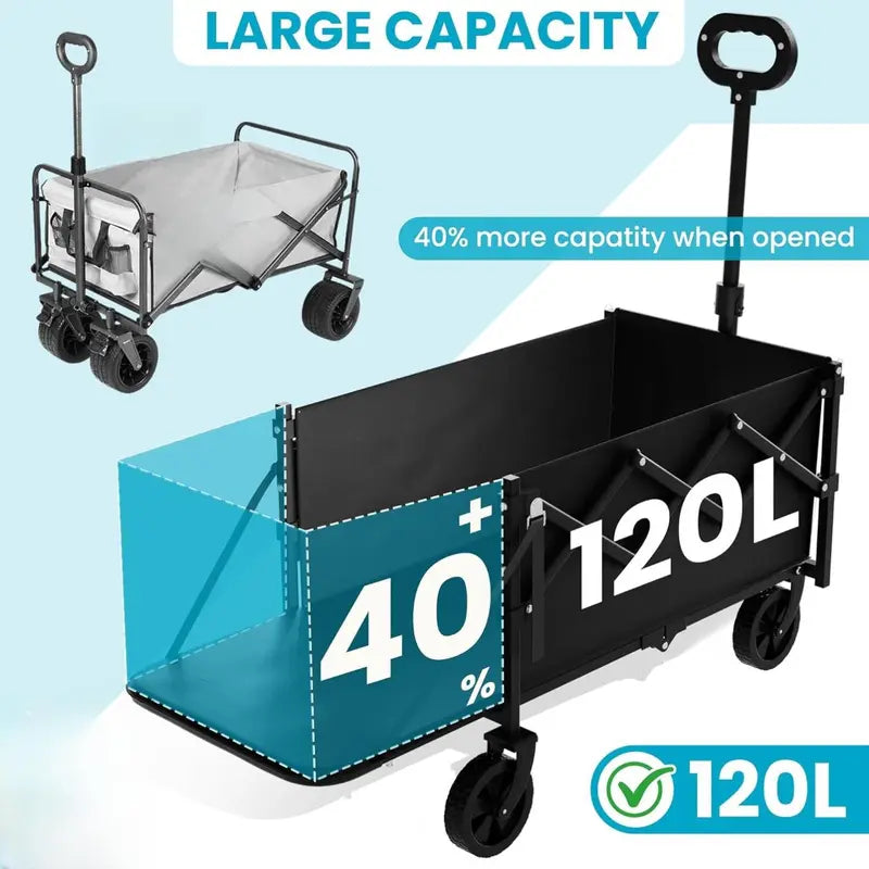 💪Chariot pliant robuste avec hayon | Chariot utilitaire d'une capacité de 158 kg